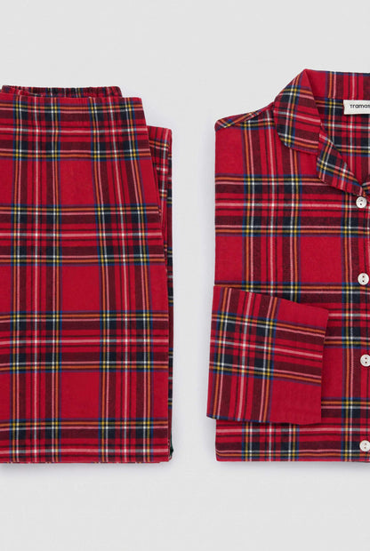 Pijama camisero franela kids cuadro nicolás rojo