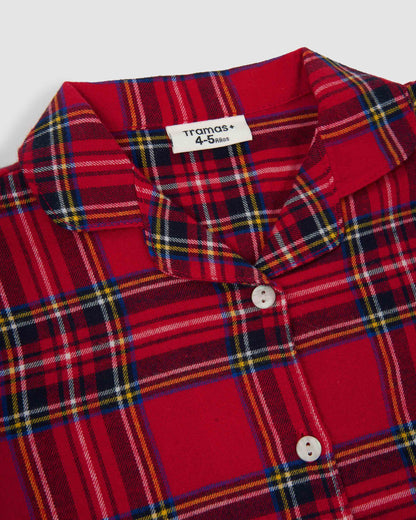 Pijama camisero franela kids cuadro nicolás rojo