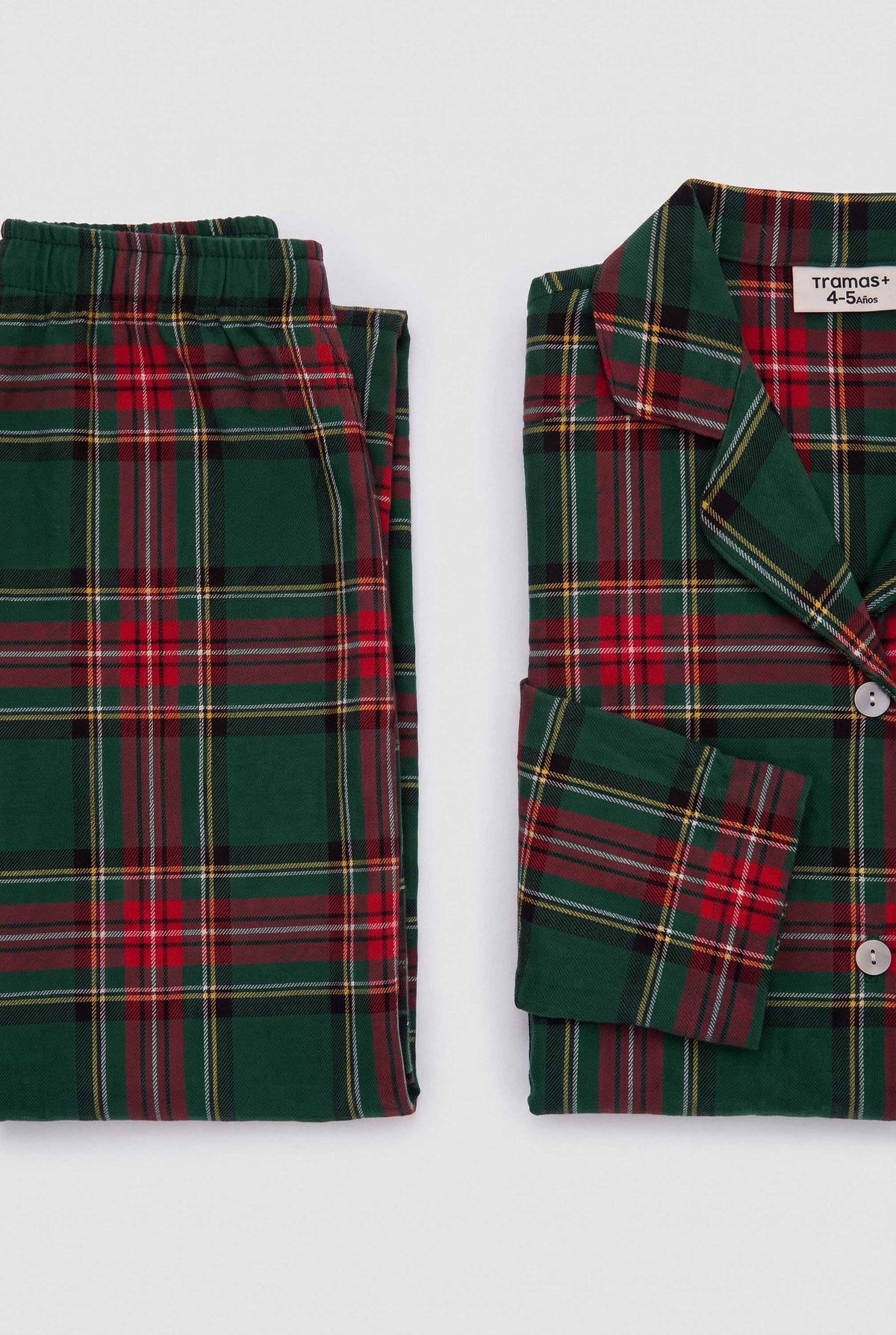 Pijama camisero franela kids cuadro jairo verde