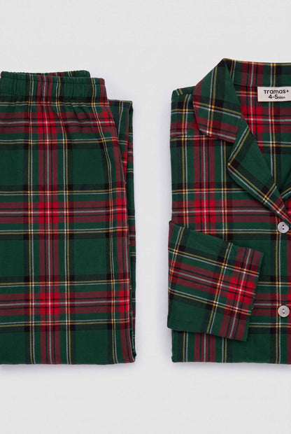 Pijama camisero franela kids cuadro jairo verde