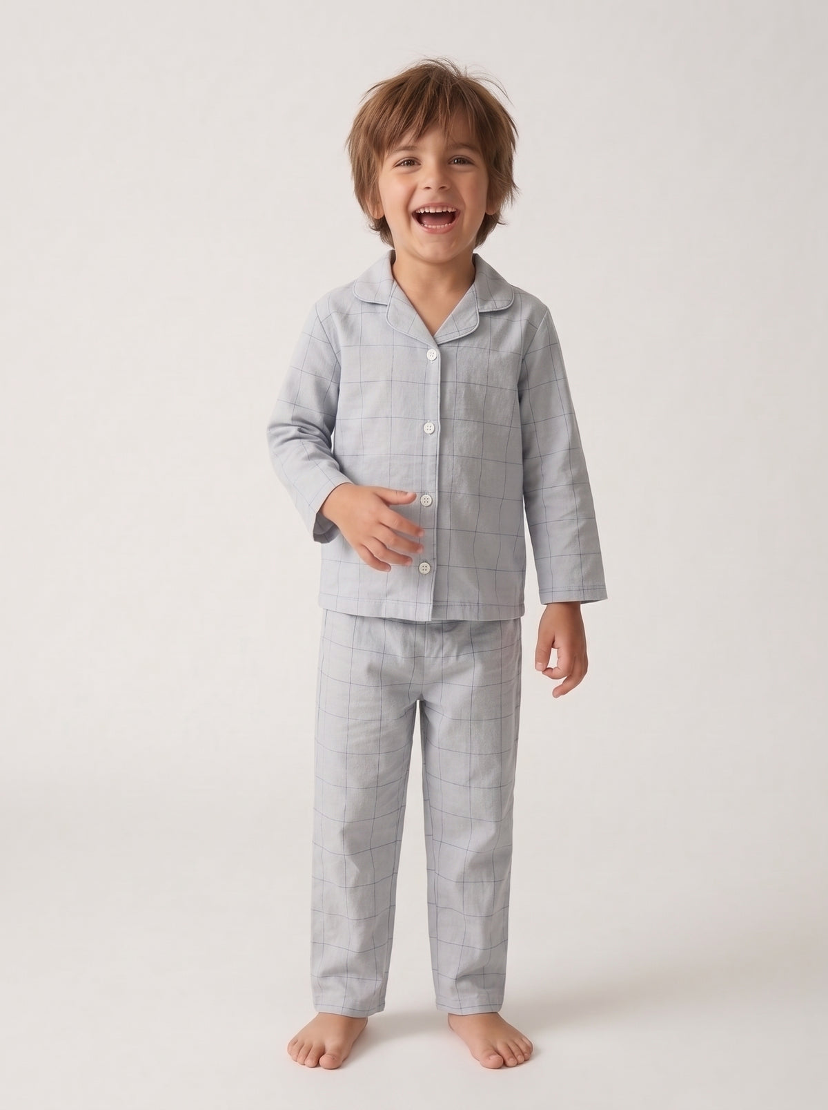 Pijama camisero franela kids cuadro nexa verde azulado