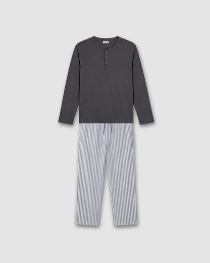 Pijama franela raya ben gris marengo