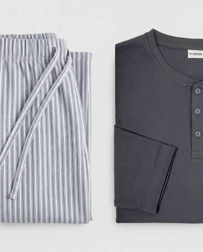 Pijama franela raya ben gris marengo