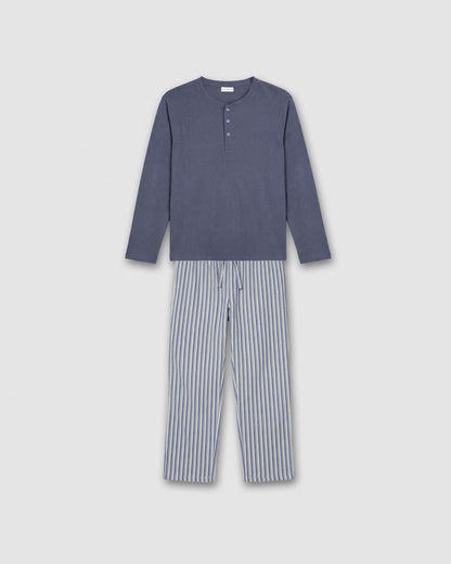 Pijama franela algodón raya mare índigo