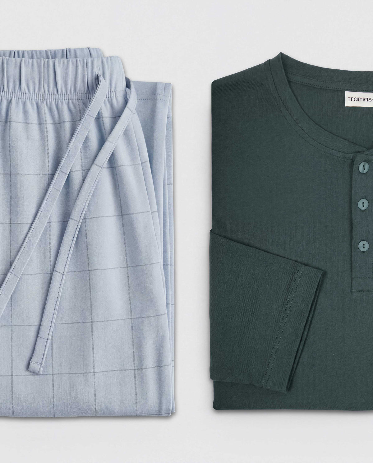 Pijama franela algodón cuadro nexa verde azulado