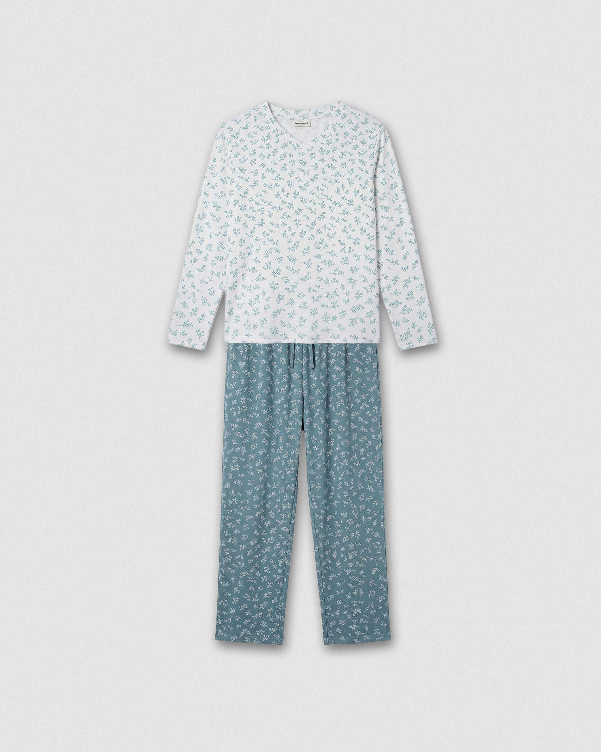 Pijama largo soft duma azul verdoso