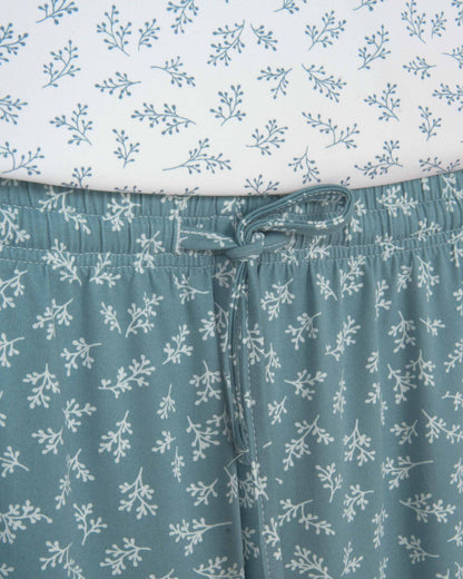 Pijama largo soft duma azul verdoso