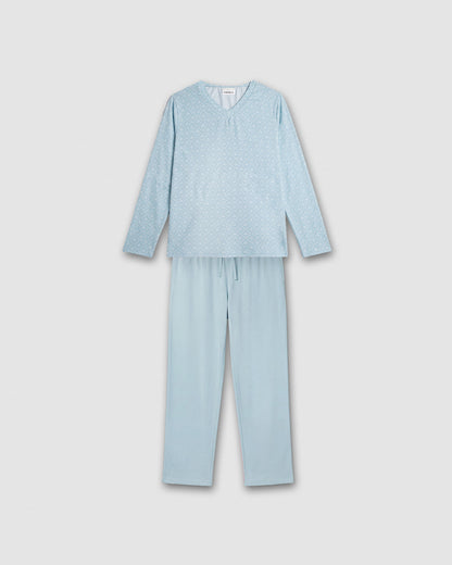 Pijama largo soft amuna azul agua