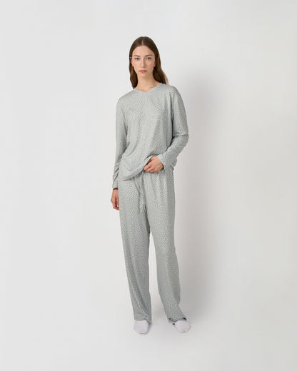 Pijama largo soft kente gris