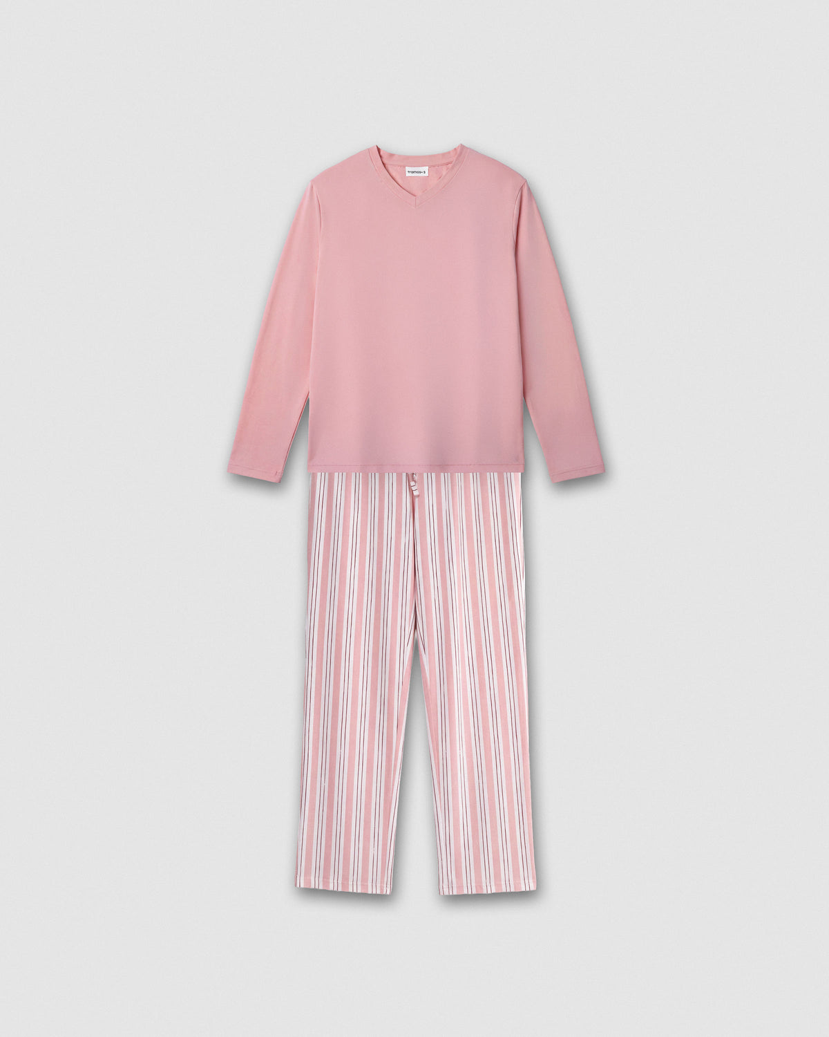 Pijama largo soft raya zuri rosa