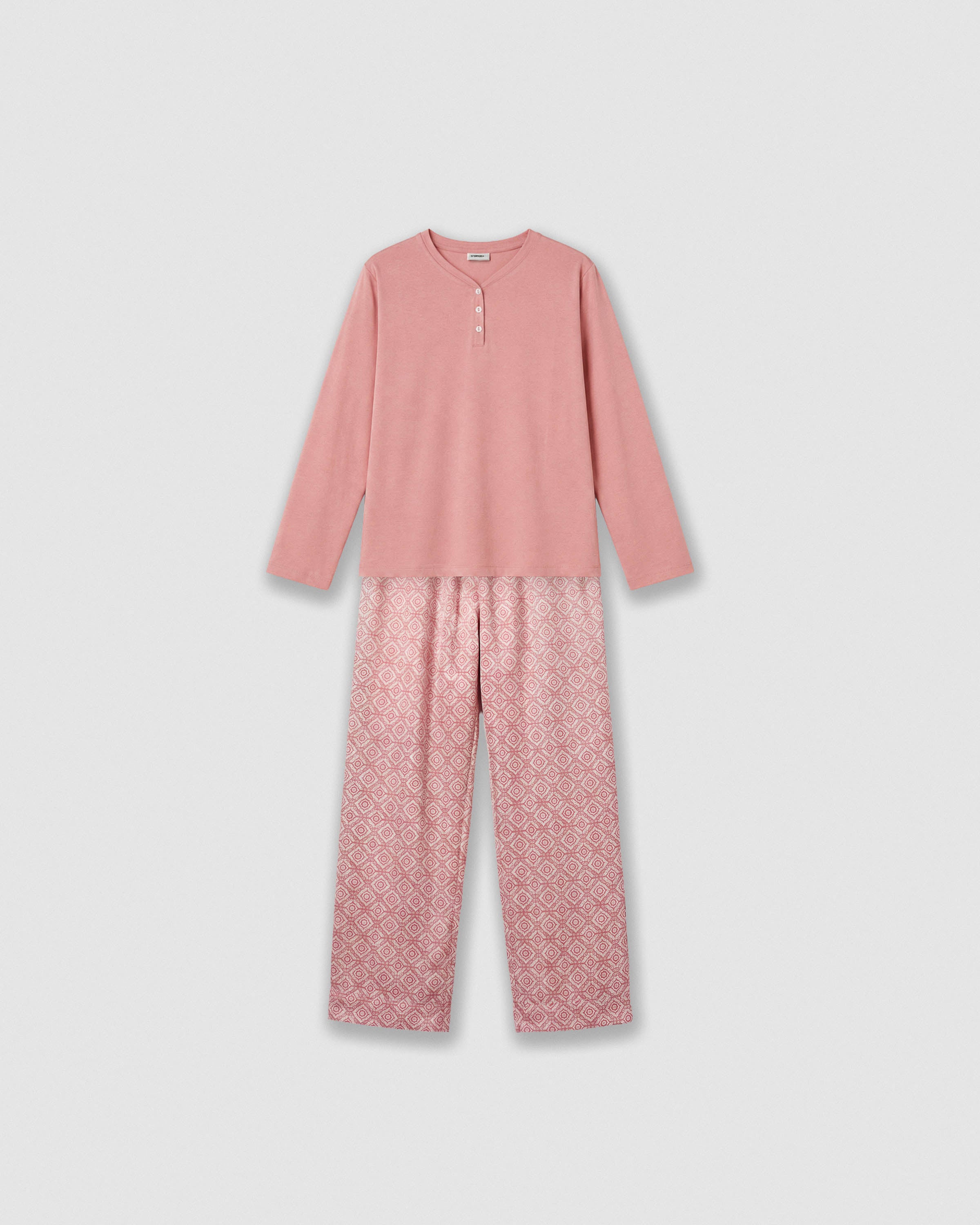 Pijama largo de algodón mandolia rosette