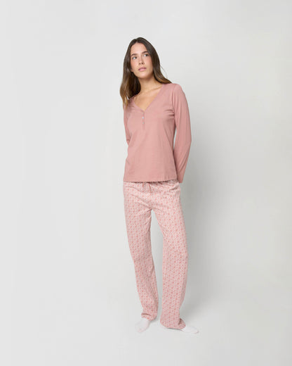 Pijama largo de algodón mandolia rosette