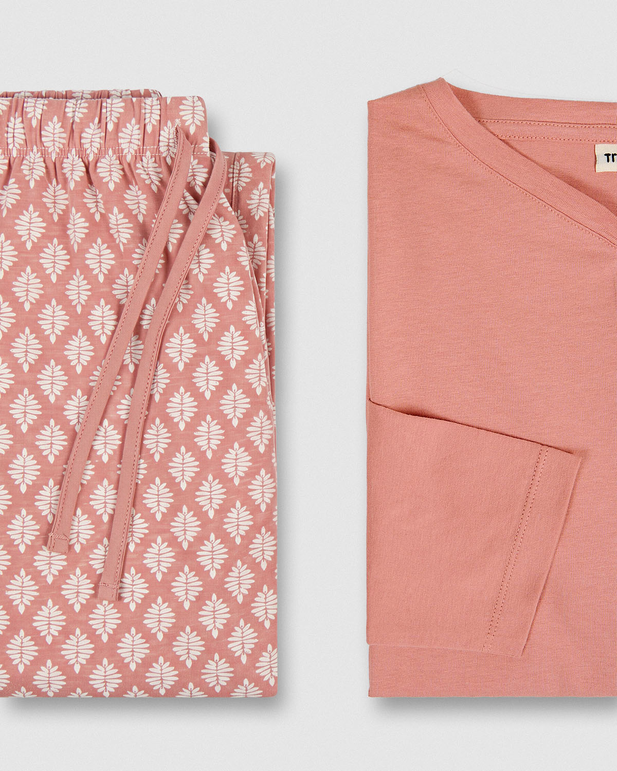 Pyjama long pour femme en coton rose Zurich