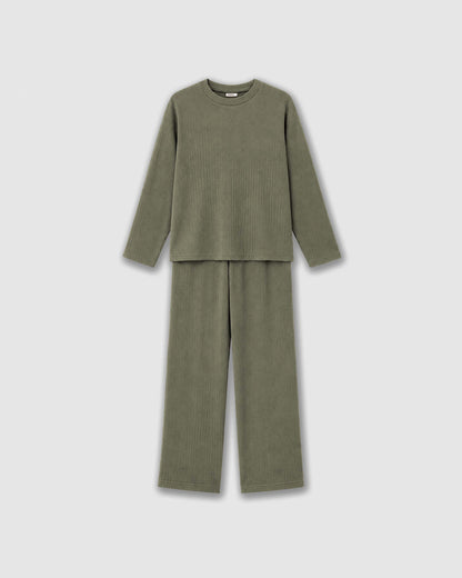 Pijama canalé raya ancha verde cacería