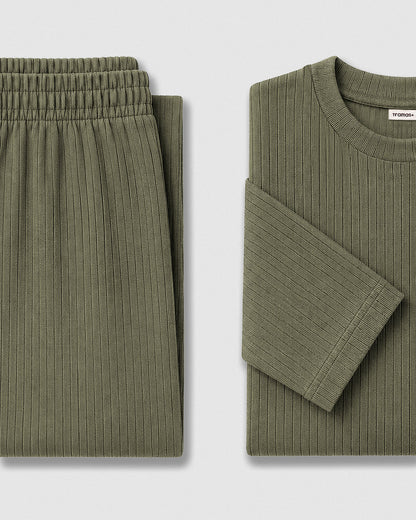 Pijama canalé raya ancha verde cacería