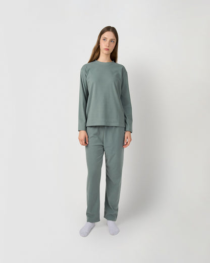 Pijama canalé raya ancha verde francés