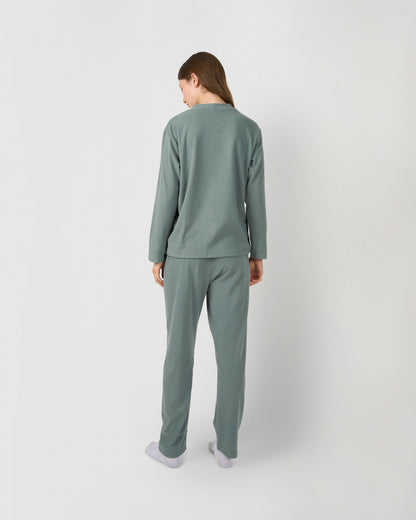 Pijama canalé raya ancha verde francés