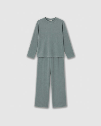 Pijama canalé raya ancha verde francés