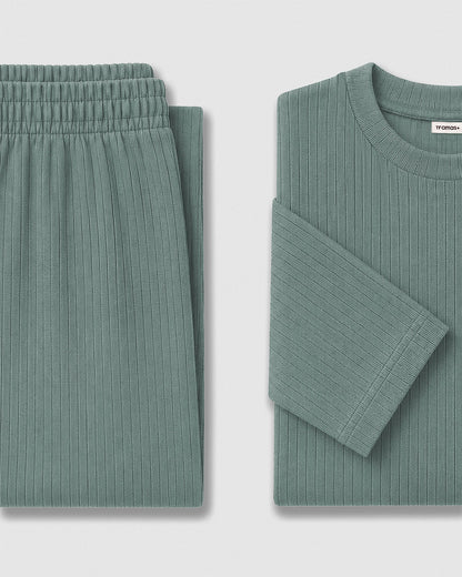 Pijama canalé raya ancha verde francés