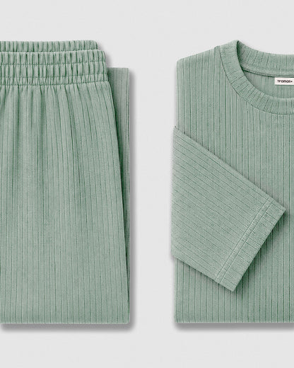 Pijama canalé raya ancha verde tiffany