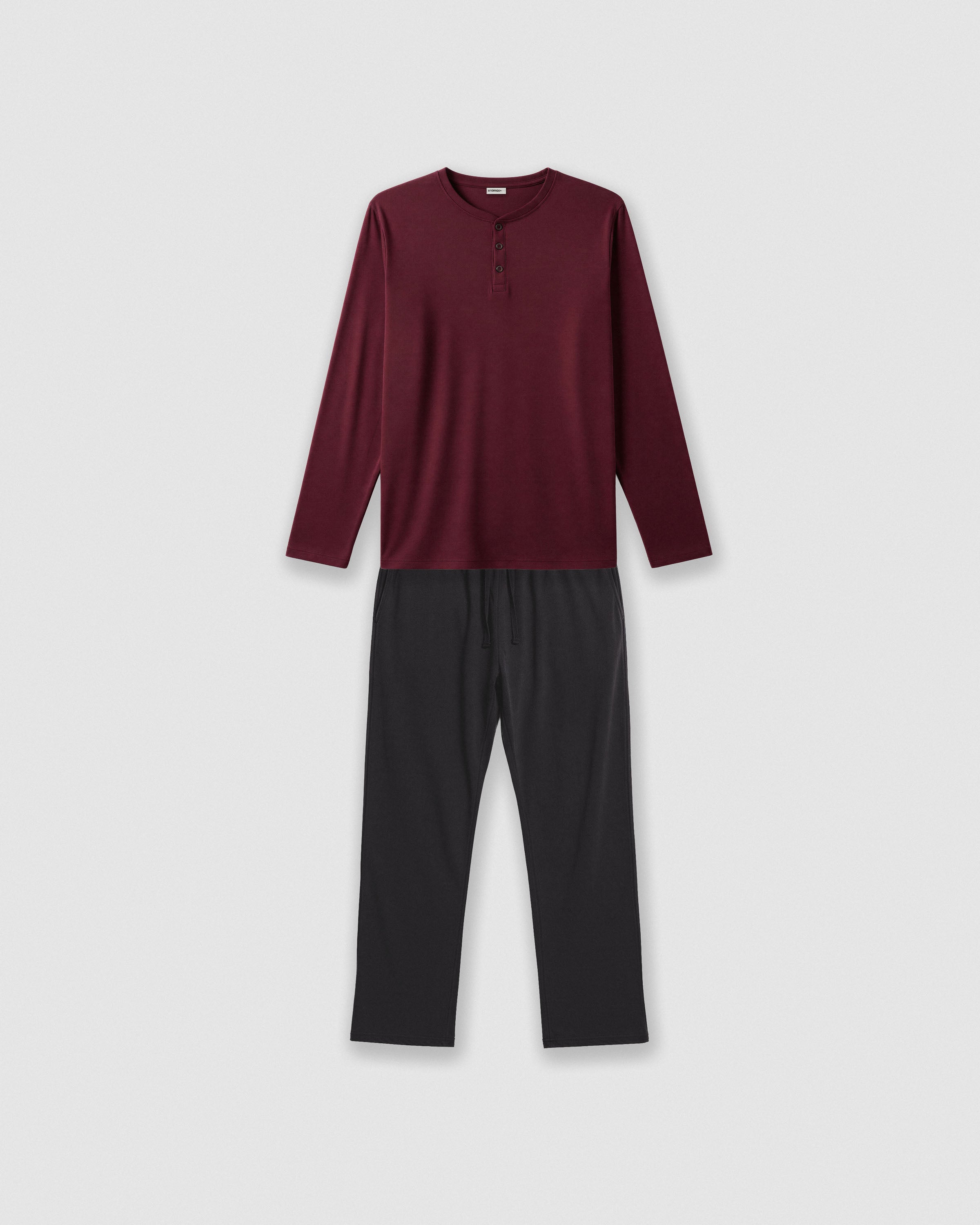 Pijama largo hombre con botones burdeos - marengo