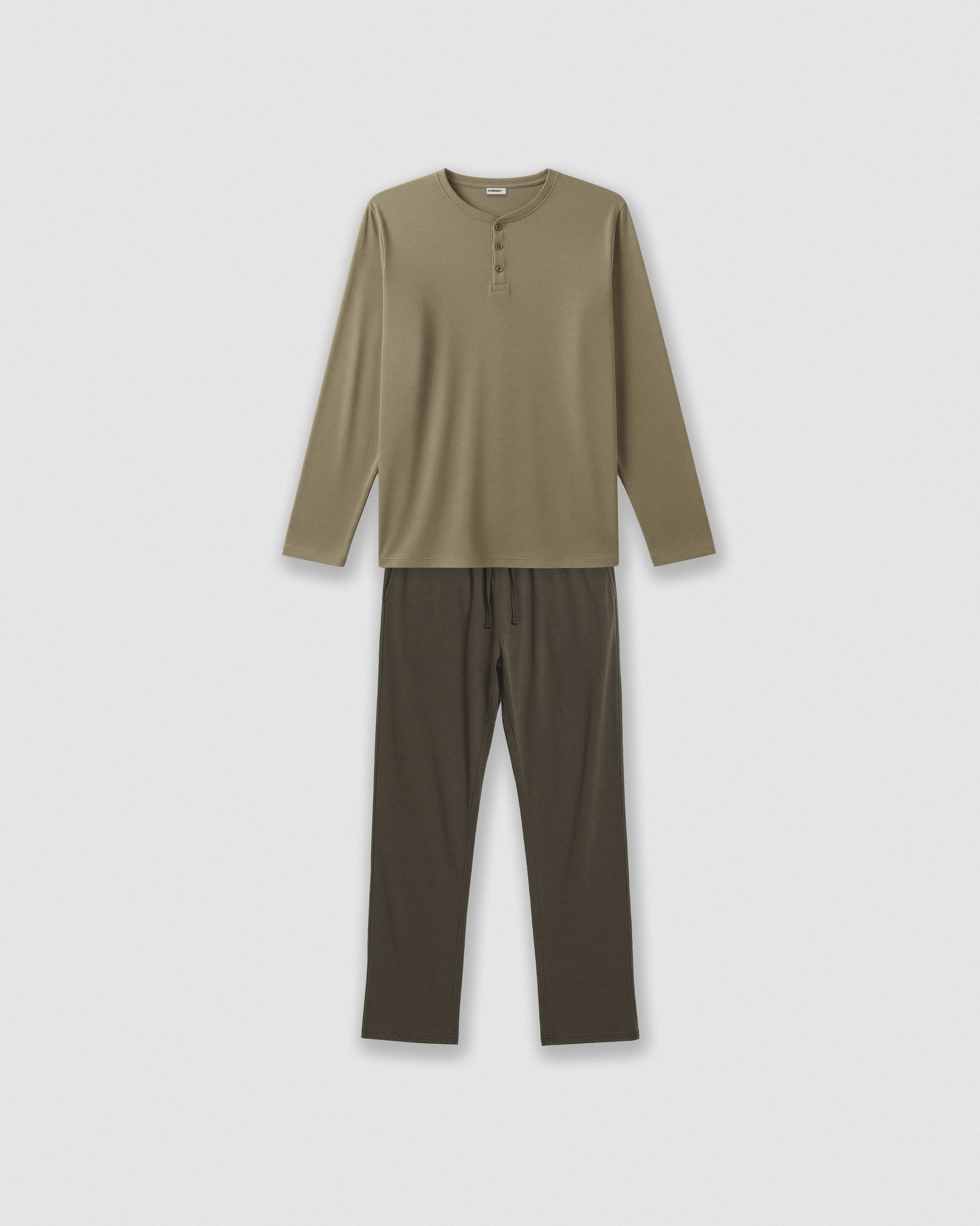 Pigiama lungo da uomo con bottoni, verde chiaro - verde scuro