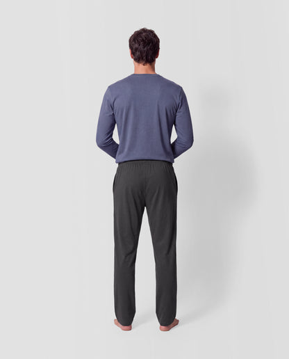 Pijama comprido de homem com botões índigo - azul-marinho