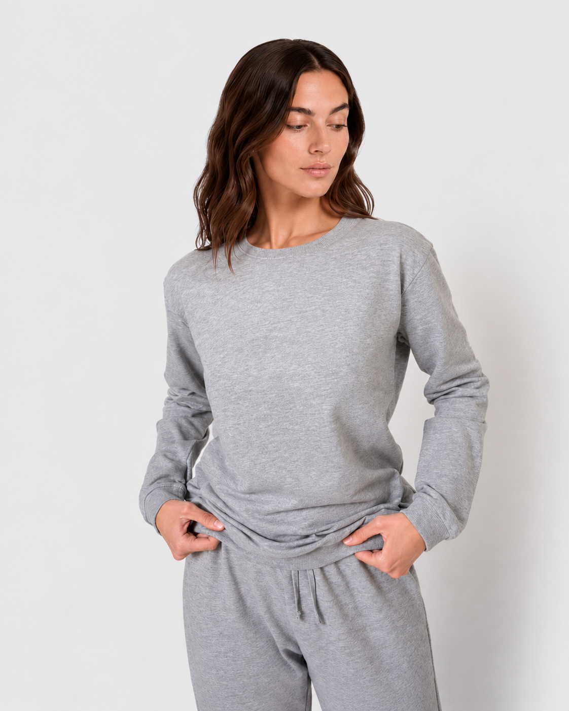 Sudadera básica deportiva gris claro