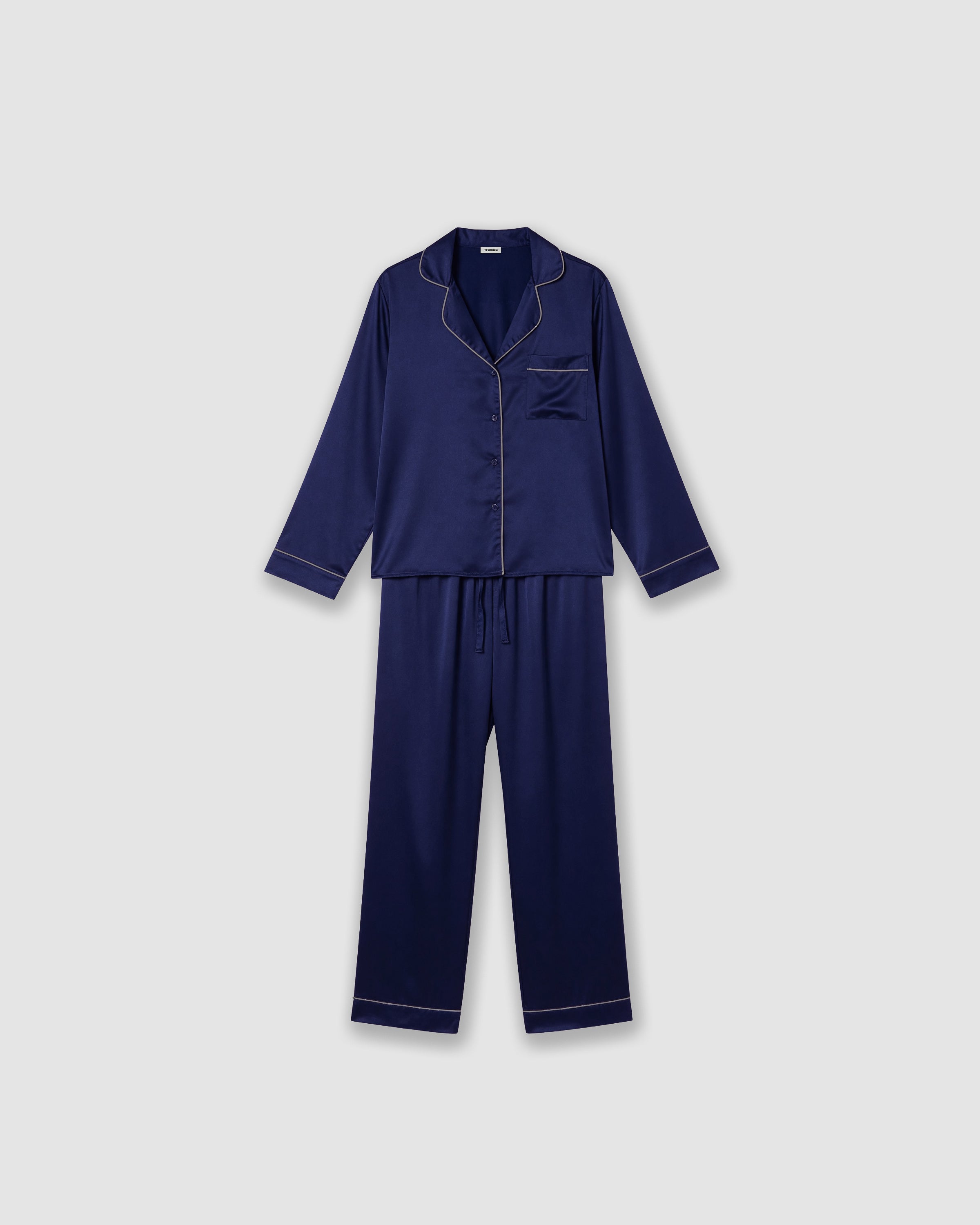 pyjama long en satin bleu