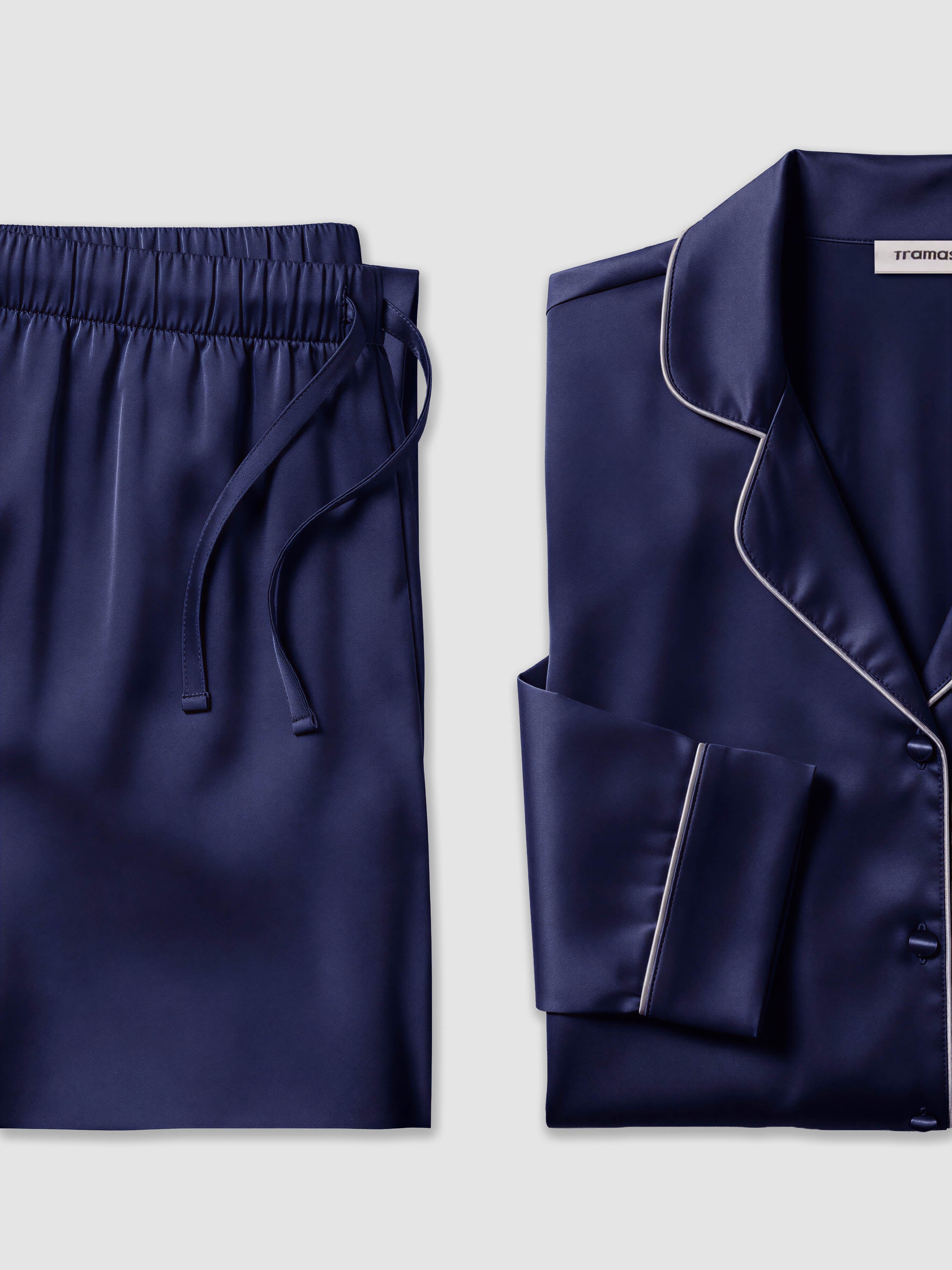 pyjama long en satin bleu