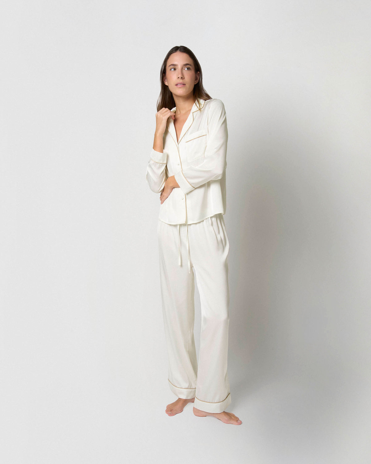 Pyjama long en satin naturel vendredi