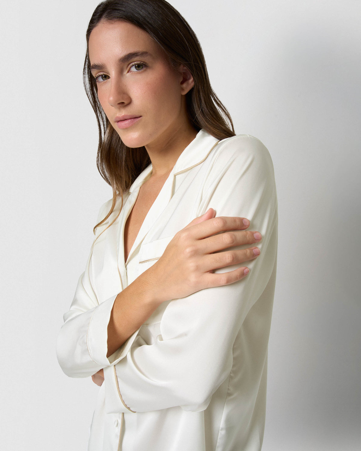 Pyjama long en satin naturel vendredi