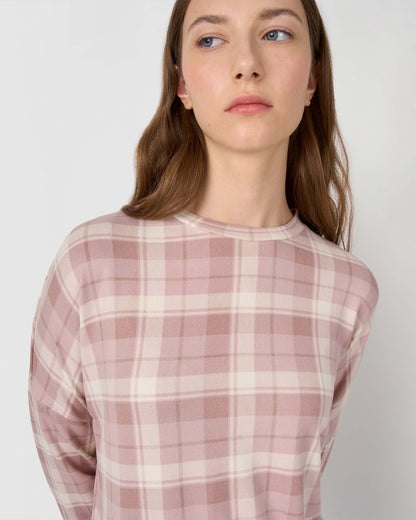 Pijama largo secret cuadro elune rosa