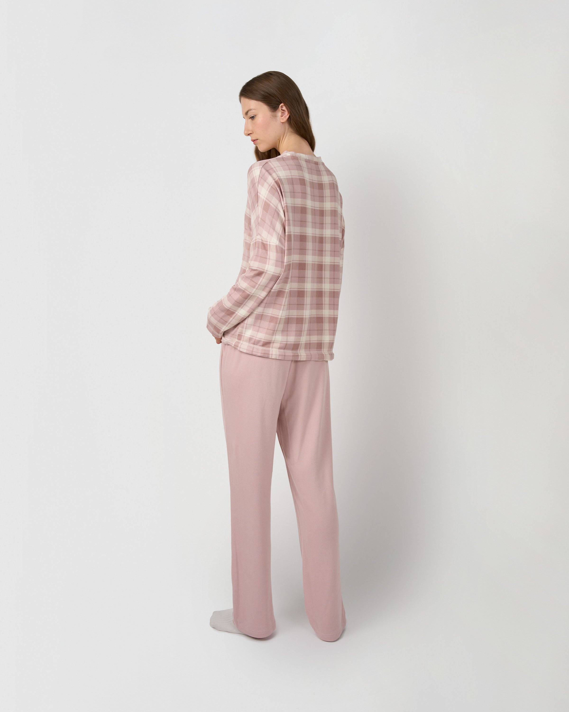 Pijama largo secret cuadro elune rosa
