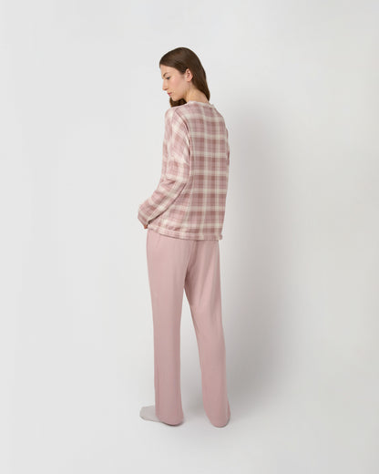 Pijama largo secret cuadro elune rosa