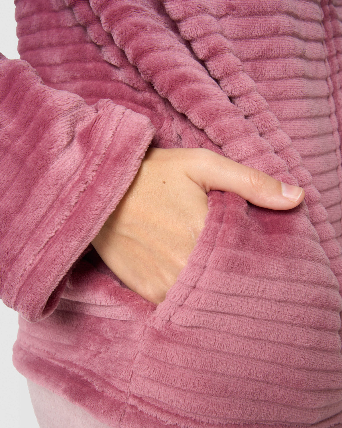 Velvet sweatshirt with plain stripe