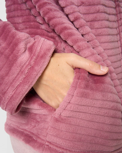 Velvet sweatshirt with plain stripe