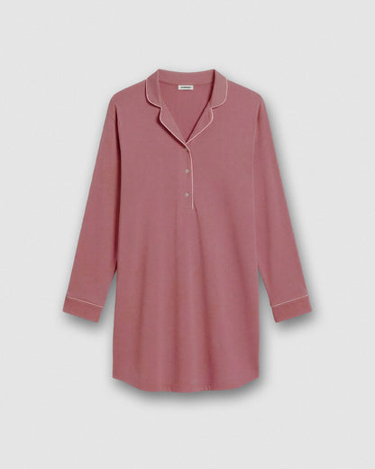 Camisón camisero algodón liso malva