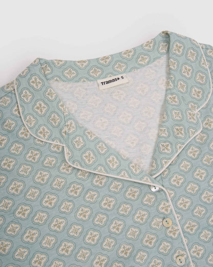 Camisón camisero premamá algodón tariq azul agua