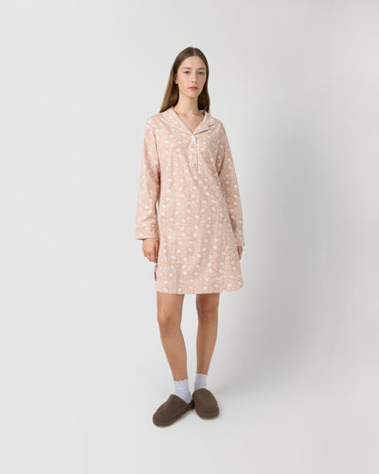 Camisón camisero algodón dusty rosa