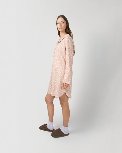 Camisón camisero algodón dusty rosa