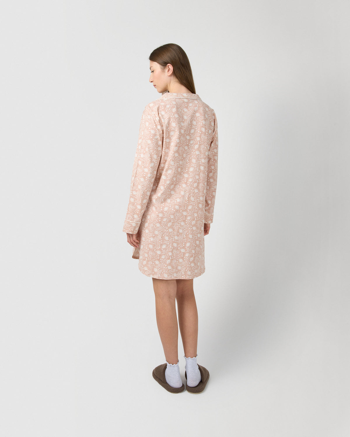 Camisón camisero algodón dusty rosa