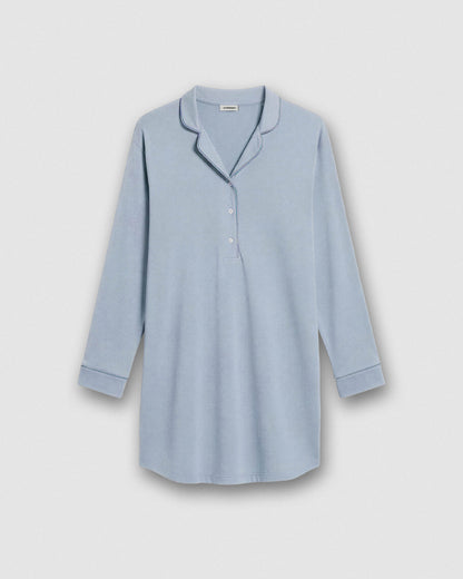 Camisón camisero algodón celeste