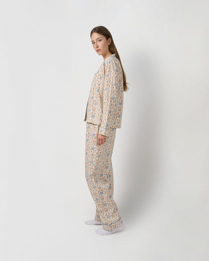 Pijama comprido tipo camisa em algodão gaia azul