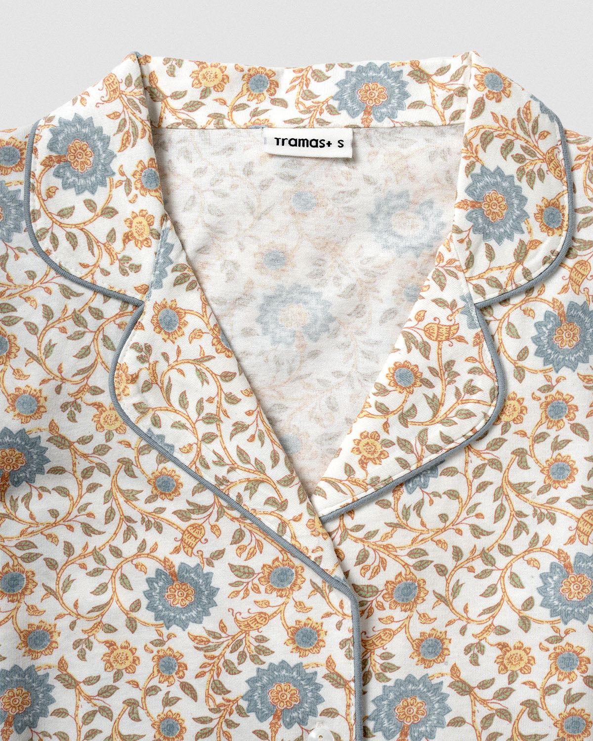 Pijama comprido tipo camisa em algodão gaia azul