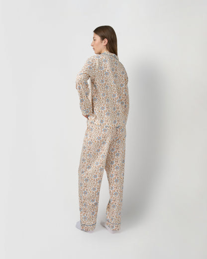 Pijama comprido tipo camisa em algodão gaia azul
