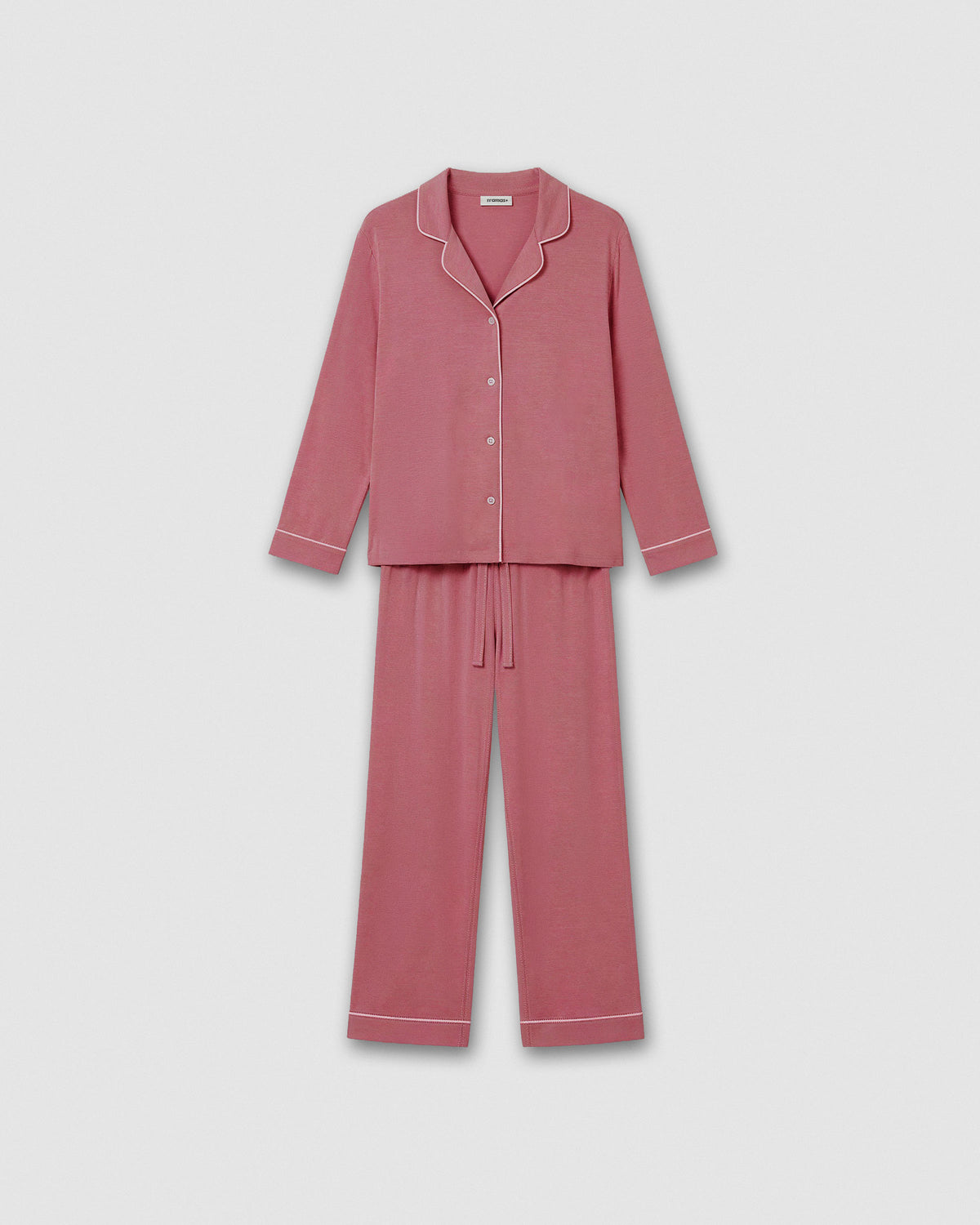 Pijama largo camisero algodón liso malva