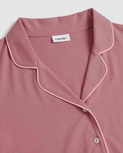 Pijama largo camisero algodón liso malva