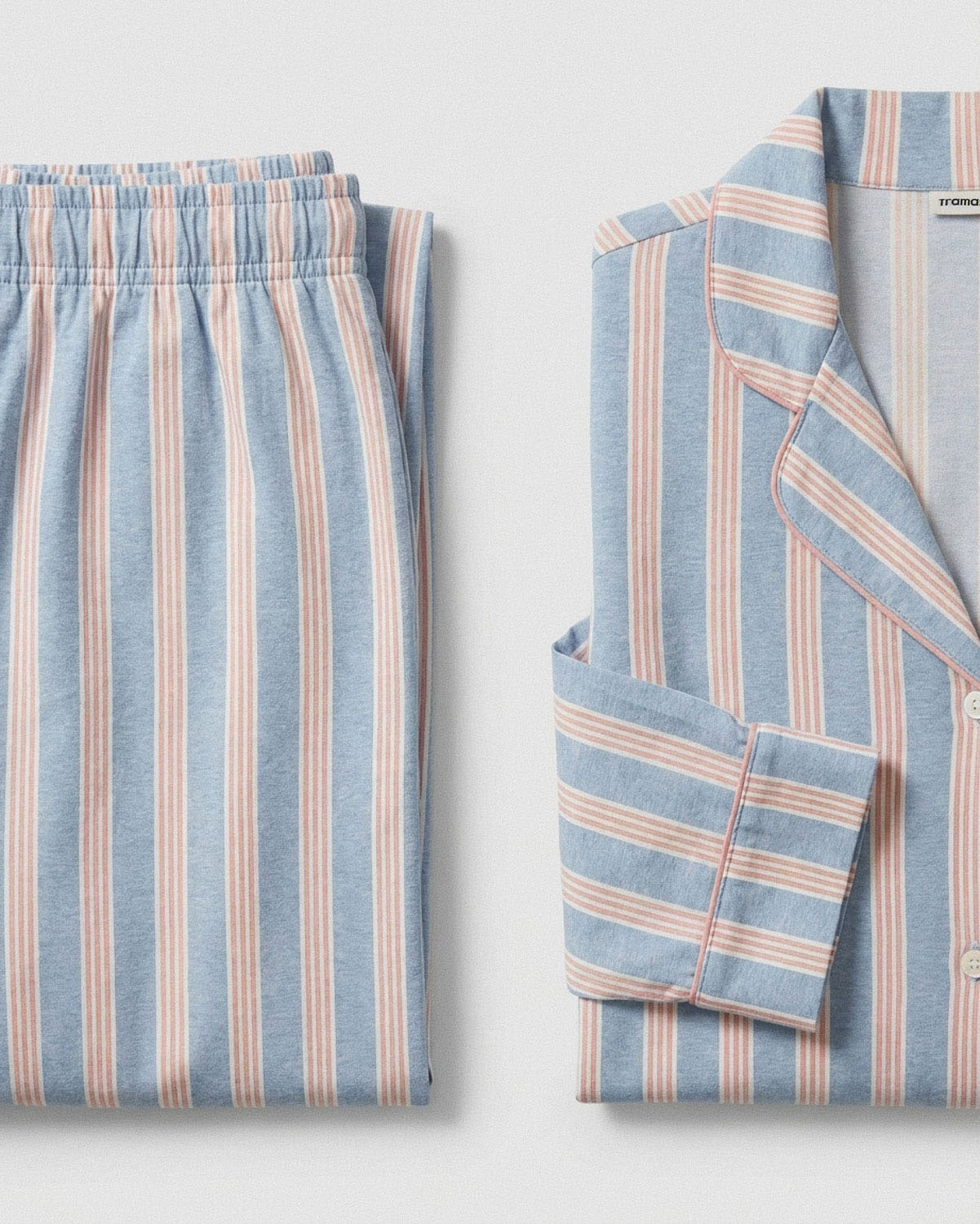 Pijama longo tipo camisa em algodão de riscas zena índigo