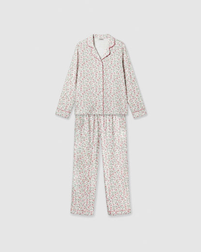 Pijama longo tipo camisa em algodão asili rosa